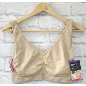 Bali Smooth Support Bralette Bra Women's 2XL Nude Stretch Wireless Nylon New